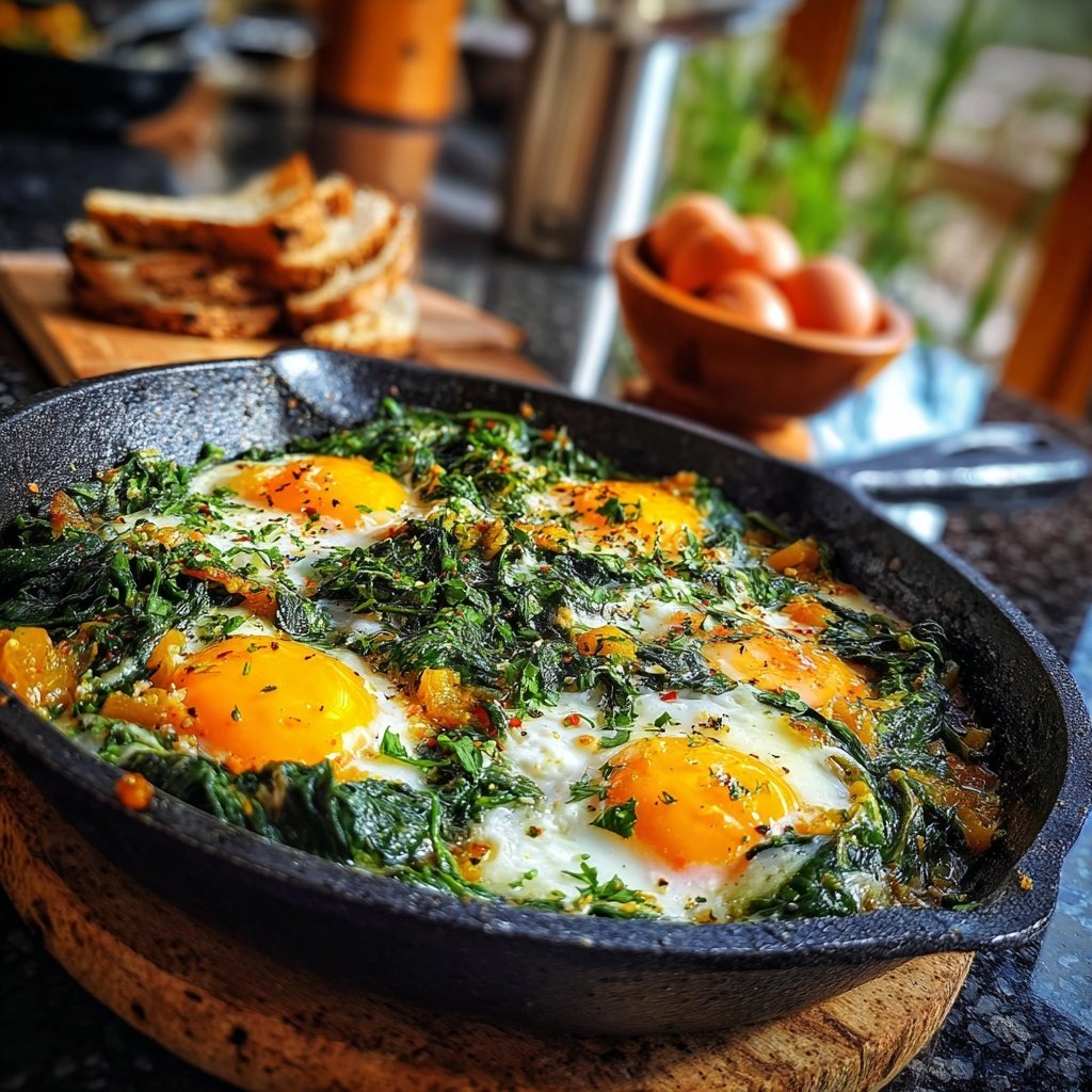 Kalorienarme Spinat Pfanne Mit Ei
